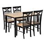 Dining Set Black Solid Wood Light Wood Top 4 Seater 120 X 75 Cm