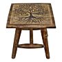 Tree Of Life Hand Carved Stool, 25cm