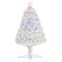 Homcom 2.5ft Prelit Artificial Tabletop Christmas Tree With Fibre Optics Holiday Home Xmas Decoration For Table And Desk, White