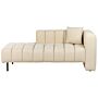 Right Hand Chaise Lounge Beige Velvet Upholstery Black Legs Seat Bolster Cushion