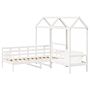 Vidaxl Day Bed And Bench Set With Roof White 90x200 Cm Solid Wood Pine