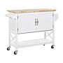 Kitchen Trolley White Mdf Light Wood Top Storage Cabinet Shelf