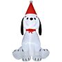 Homcom 1.8m Inflatable Christmas Puppy Dog Wearing Santa Hat Lighted Outdoor Decoration Blow Up Decor For Holiday Indoor