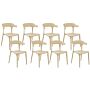 Set Of 8 Garden Chairs Sand Beige Polypropylene Lightweight Weather Resistant Plastic