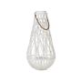 Lantern White Bamboo Wood And Glass 75 Cm Indoor Outdoor Scandinavian Beliani