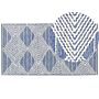 Area Rug Light Beige And Blue Wool Polyester 80 X 150 Cm Hand Woven Geometric Pattern