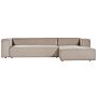 Left Hand 3 Seater Corner Sofa Taupe Velvet Upholstered Low Backrest Minimalistic Style