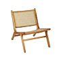 Accent Chair Light Wood Mahogany Rattan Natural Wicker Back Minimalist Living Dining Room