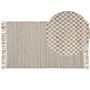 Area Rug Beige Jute And Cotton 80 X 150 Cm Fringed Hand Woven Boho Hallway Bedroom Beliani