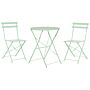 3 Piece Bistro Set Mint Green Metal Folding Slatted Seat Back Outdoor Beliani