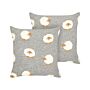 Set Of 2 Scatter Cushions Grey Polyester Fabric Animal Sheep Pattern 45 X 45 Cm Pillows For Kids