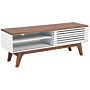 Tv Stand Dark Wood White Tv Up To 53ʺ Recommended 4 Shelves Cable Management