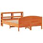 Vidaxl Bed Frame With Headboard Wax Brown 150x200 Cm King Size Solid Wood Pine