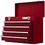 Durhand Lockable Metal Tool Box, 4 Drawer Tool Chest With Latches, Handle, Ball Bearing Runners, Red