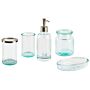 5-piece Bathroom Accessories Set Green Glass Glam Soap Dispenser Soap Dish Toothrbrush Holder Cup