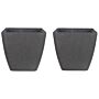 Set Of 2 Plant Pot Planters Solid Dark Grey Stone Mixture Polyresin Square 34 X 34 Cm Uv Resistant