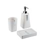 3-piece Bathroom Accessories Set Beige Dolomite Glam Soap Dispenser Soap Dish Toothrbrush Holder Cup