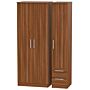 Contrast Tall Triple Plain + Drawer Wardrobe In Noche Walnut