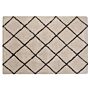 Area Rug Carpet Beige And Black Fabric Shaggy Geometric Pattern Rectangular 160 X 230 Cm