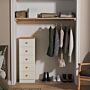 Warwick 5 Drawer Bedside Cabinet In Cream Ash & Modern Oak