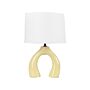 Table Lamp Yellow Ceramic Polyester Cotton Drum Shaped Shade Half-round Base