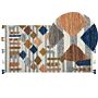 Kilim Area Rug Multicolour Wool And Cotton 80 X 150 Cm Handmade Woven Boho Geometric Pattern With Tassels