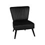 Armchair Black Velvet Armless Accent Chair Armless Vertical Tufting Wooden Legs