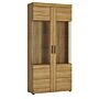 Cortina Tall Wide 2 Door Glazed Display Cabinet In Grandson Oak