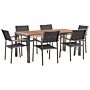 Garden Dining Set Light Eucalyptus Wood Top Steel Frame 180 X 90 Cm With 6 Grey Chairs