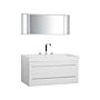 Bathroom Vanity Unit White And Silver 2 Drawers Mirror Modern Beliani