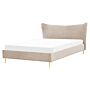 Eu King Size Bed Taupe Velvet 5ft3 Upholstered Frame Metal Legs Slatted Base Headboard