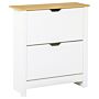 Homcom 12-shoe Storage Cabinet 4 Shelves 2 Drawers 4 Protective Legs Modern Stylish Unit Home Furniture White