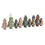 Row Of Christmas Trees Decoration With Hats Green