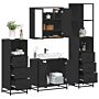 Vidaxl 4 Piece Bathroom Furniture Set Black Engineered Wood