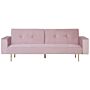 Sofa Bed Pink Velvet 3 Seater Modern Track Arms