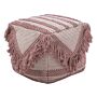 Pouffe Pink Cotton Tassels And Stripes Decorative