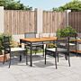 Vidaxl 5 Piece Garden Dining Set With Cushions Black Poly Rattan