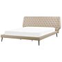 Bed Frame Beige Faux Leather Upholstery Eu Super King Size 6ft Modern Design Tufted Headboard