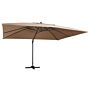 Vidaxl Cantilever Garden Parasol With Led Lights And Aluminium Pole 400x300 Cm Taupe