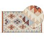 Kilim Area Rug Multicolour Cotton 80 X 150 Cm Reversible Geometric Pattern Rectangular