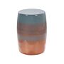 Accent Side Table Golden Brown And Blue Iron Round Top Drum Shape