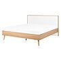 Slatted Bed Frame Light Manufactured Wood And White Headboard 4ft6 Eu Double Size Scandinavian Design