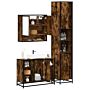 Vidaxl 3 Piece Bathroom Furniture Set Smoked Oak Engineered Wood