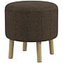 Homcom Round Ottoman Stool With Storage, Linen Fabric Upholstered Foot Stool With Padded Seat, Hidden Space And Wood Legs