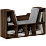 Homcom Bookcase Storage Shelf With Cushioned Reading Seat, Cube Bookshelf Organizer For Bedroom Living Room, Chestnut