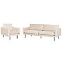 Living Room Set Light Beige Velvet Fabric Black Legs Corner Sofa 3 Seater Armchair Modern Retro Style Beliani