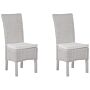 Set Of 2 Dining Chairs White Rattan Wicker Mango Wood Legs Boho Indoor Modern Design Beliani