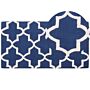 Area Rug Blue Wool 80 X 150 Cm Trellis Quatrefoil Pattern Hand Tufted Oriental Moroccan Clover