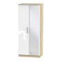 Contrast Double Mirror Wardrobe In White & Bardolino Oak