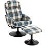 Homcom Recliner Chair And Footstool, Swivel Armchair With Footstool And Adjustable Backrest, Multicolour